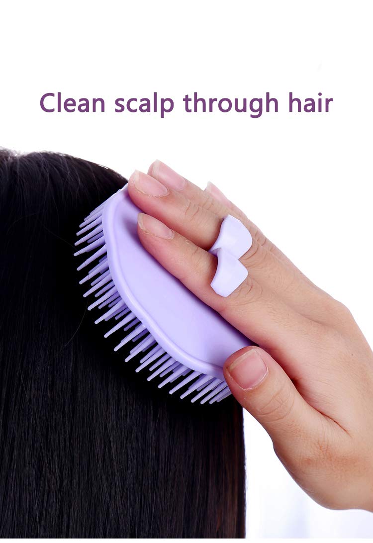 Aroveea Hair Scalp Brush Dandruff Cleaning Brush Shower Scalp Shampoo Brush Scalp Massager Pack of 4 (Orange and Violet) - Image 3